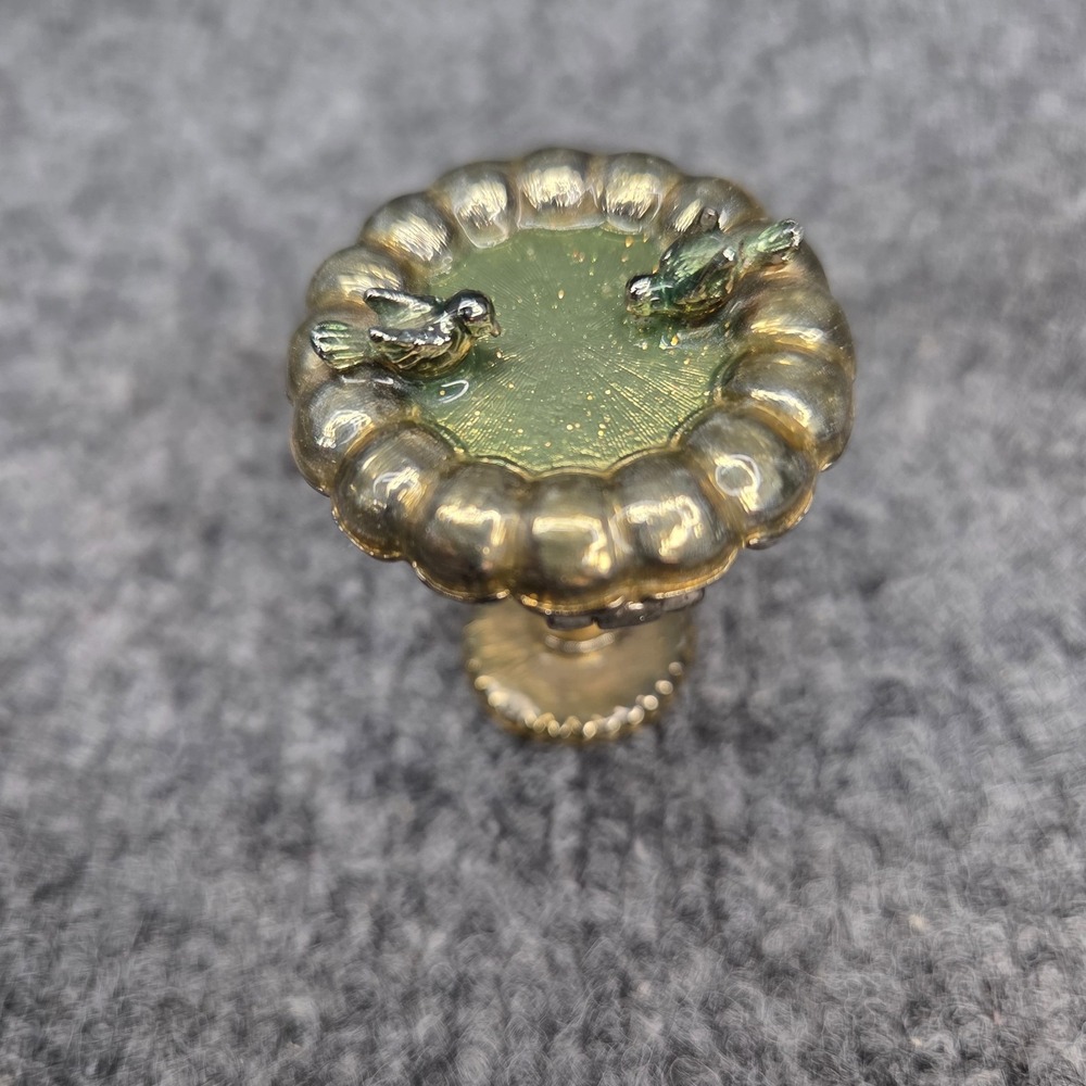 Rare Vintage Minature MONET BIRD BATH Hinged Enameled Trinket Box Good Shape